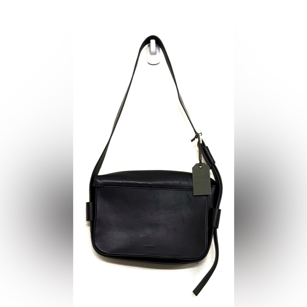 NWT All Saints Etienne Black Leather Shoulder Bag - Picture 11 of 16